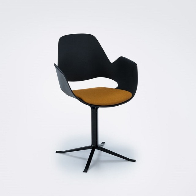 Houe Falk Padded Seat Dining Armchair Black Column Leg