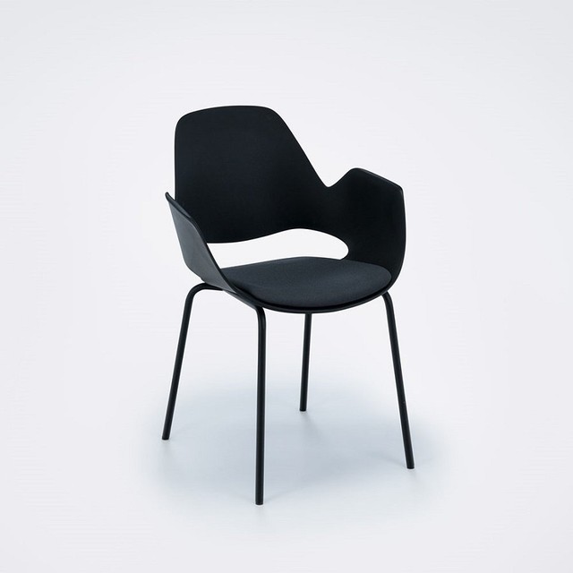 Houe Falk Black/Dark Grey Padded Seat Dining Armchair With Metal Tube Legs