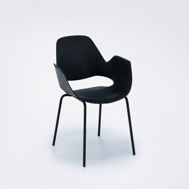 Houe Falk Black Seat Dining Armchair With Metal Tube Legs