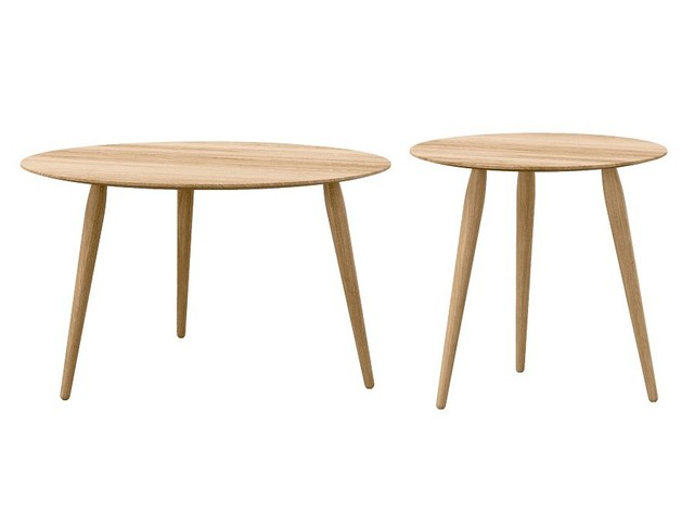 Bruunmunch PLAYround coffee table set Ø75 & Ø52 in Oak Natural Oil - Beistelltische