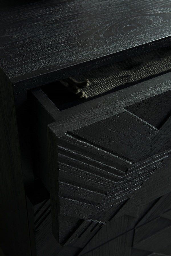 Ethnicraft Teak Graphic black chest of drawers--5