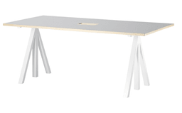 String Work Desks - Hellgraues Linoleum / Weiß - 180x90--7