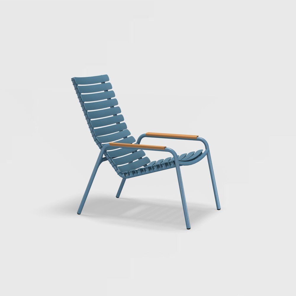 ReCLIPS Lounge chair with bamboo armrests / Sky blue--1