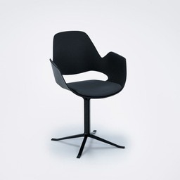 Houe Falk Padded Seat Dining Armchair Black Column Leg - Dark Grey--2