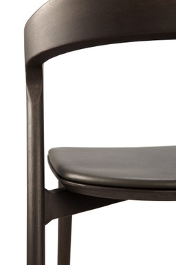 Ethnicraft Oak Bok Dining Chair - Oak Brown - Leather Dark Brown--7