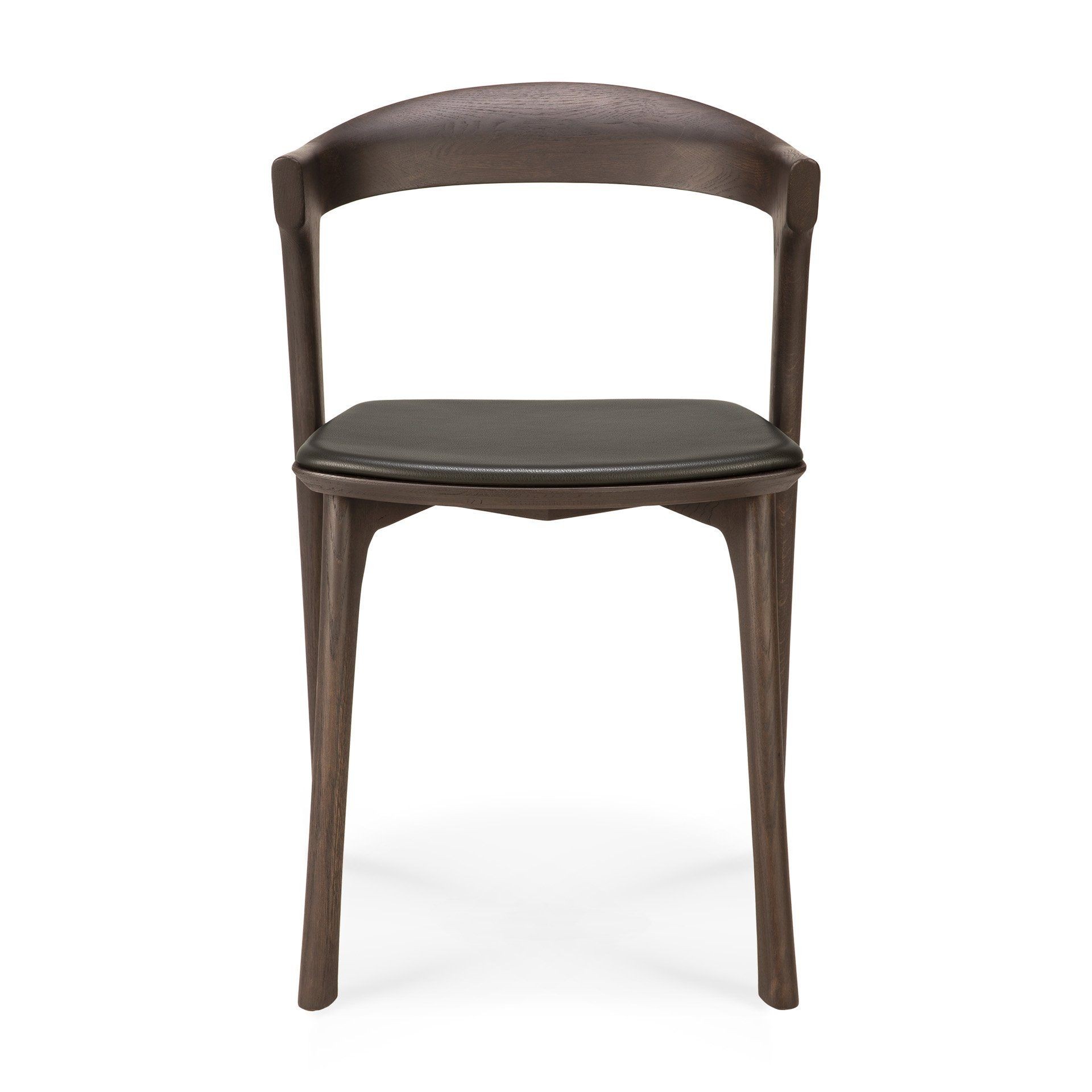 Ethnicraft Oak Bok Dining Chair - Oak Brown - Leather Dark Brown--2