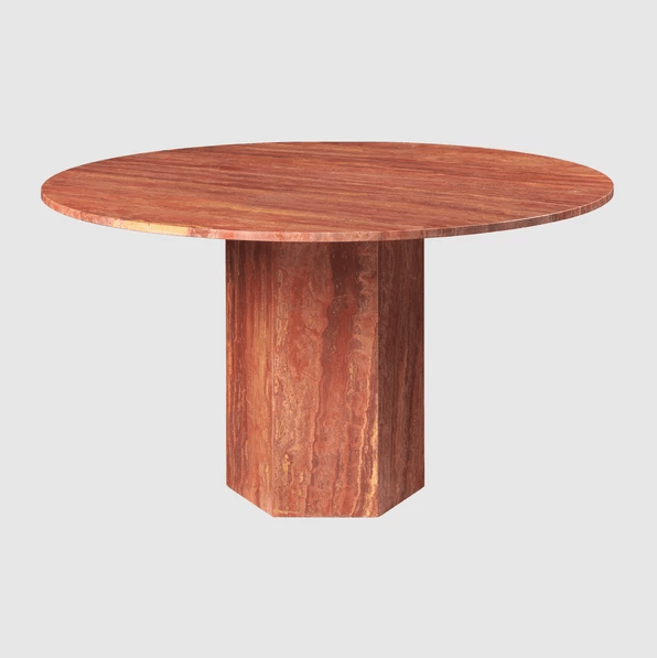 Gubi Epic Dining Table - Round - Red Travertine--0
