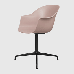 Gubi Bat Meeting Chair Un-upholstered - Sweet Pink shell - Black Base--2