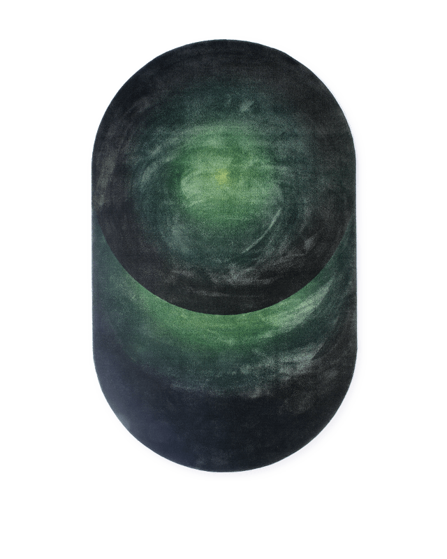 Polspotten carpet optical oval- Green--0