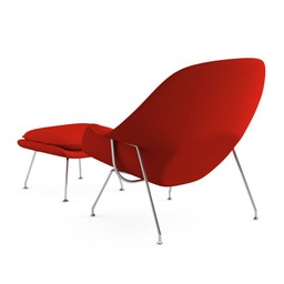 Knoll Womb Chair and Ottoman - Cato, Fire Red--2