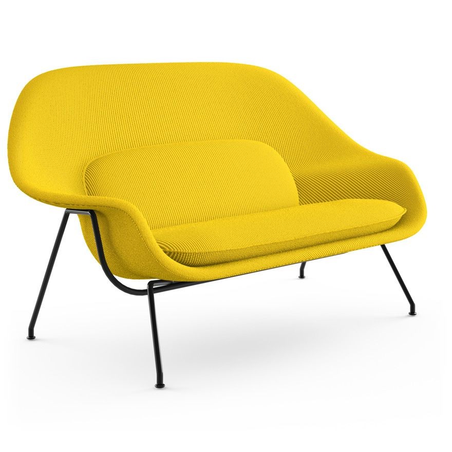 Knoll Womb Settee - Black - Cato, Yellow--23
