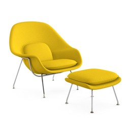 Knoll Womb Chair and Ottoman - Cato, Yellow--10