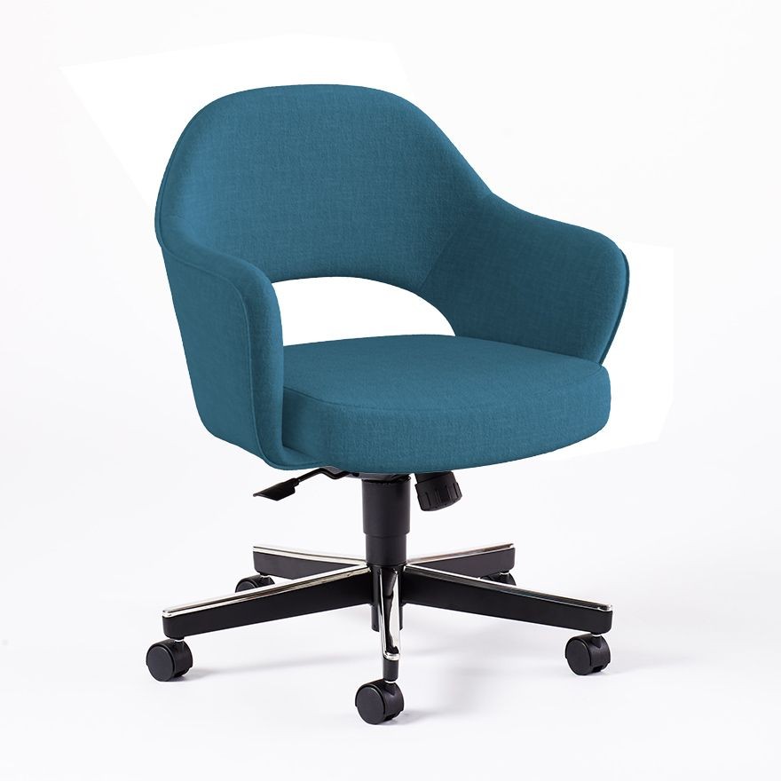 Knoll Saarinen Executive Arm Chair with Swivel Base - Classic Boucle, Aegean--0