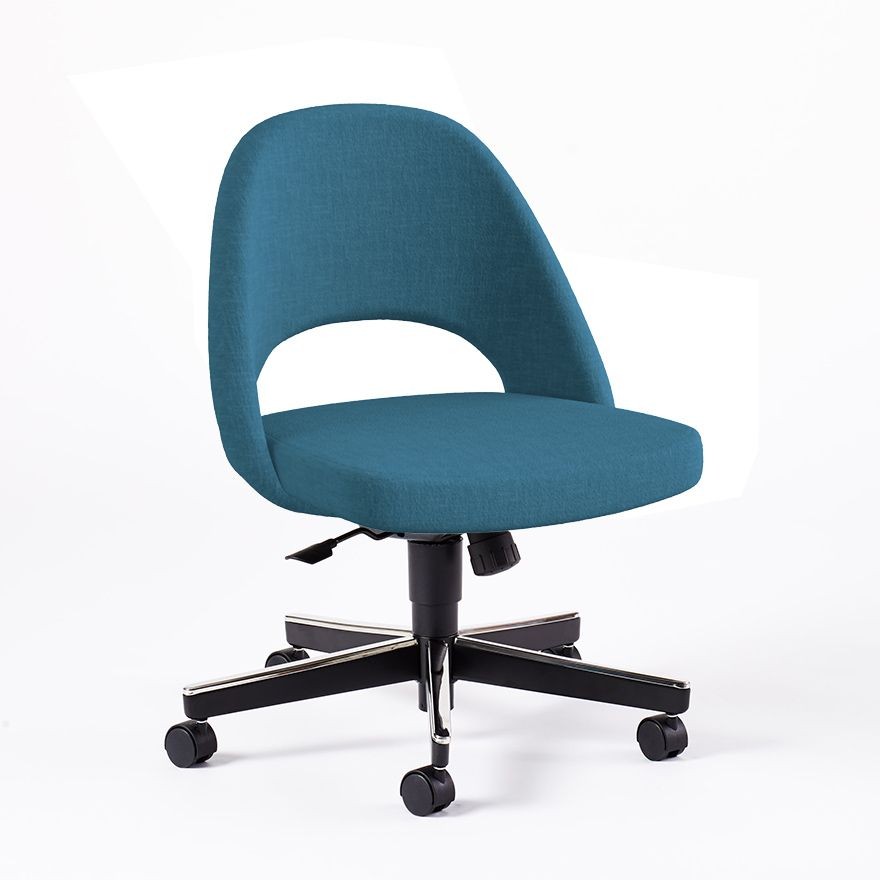 Knoll Saarinen Executive Armless Chair with Swivel Base - Classic Boucle, Aegean--0
