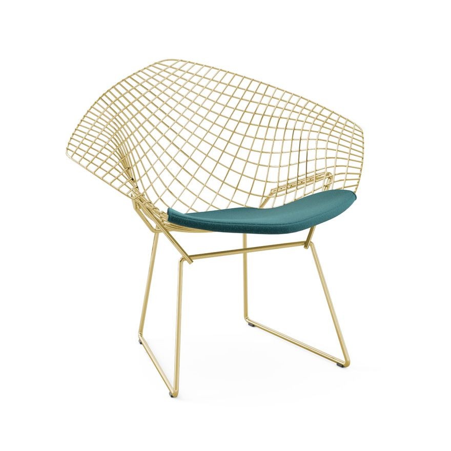 Knoll Bertoia Diamond Chair - Gold - Classic Boucle, Aegean--0