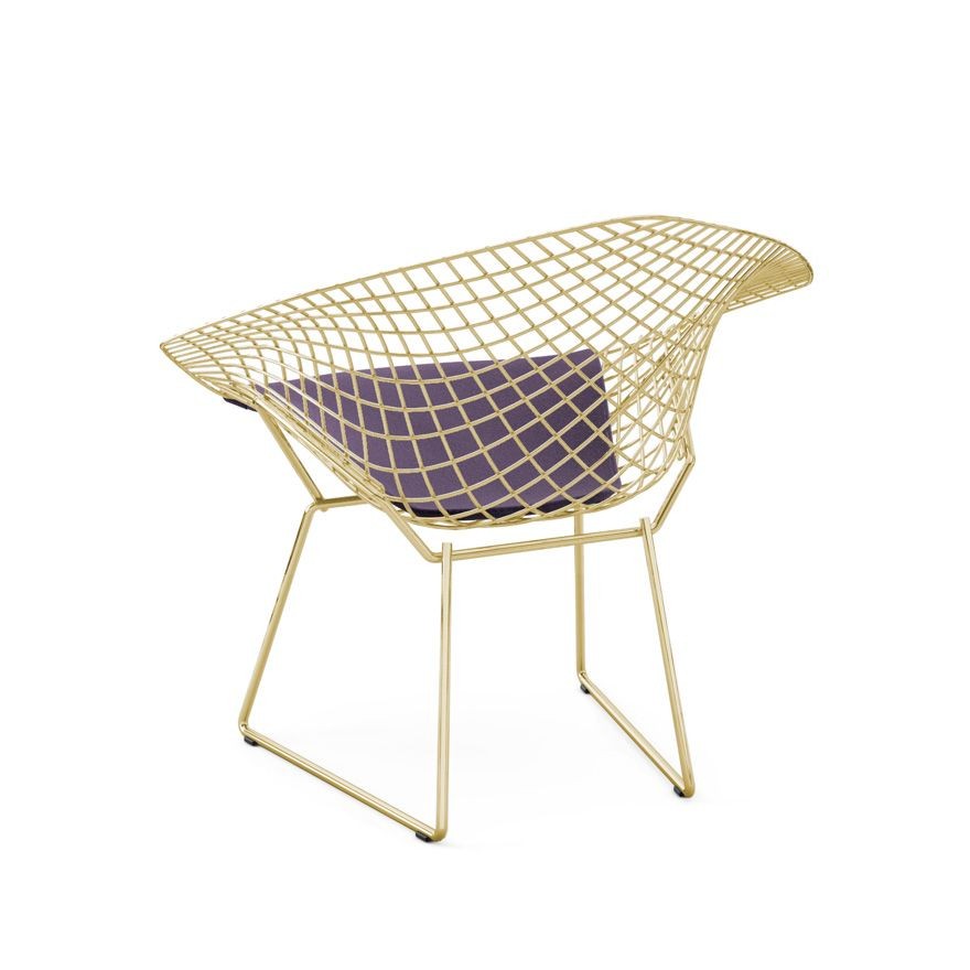 Knoll Bertoia Diamond Chair - Gold - Classic Boucle, Black Iris--3