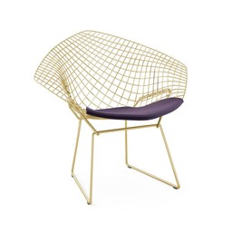 Knoll Bertoia Diamond Chair - Gold - Classic Boucle, Black Iris--2