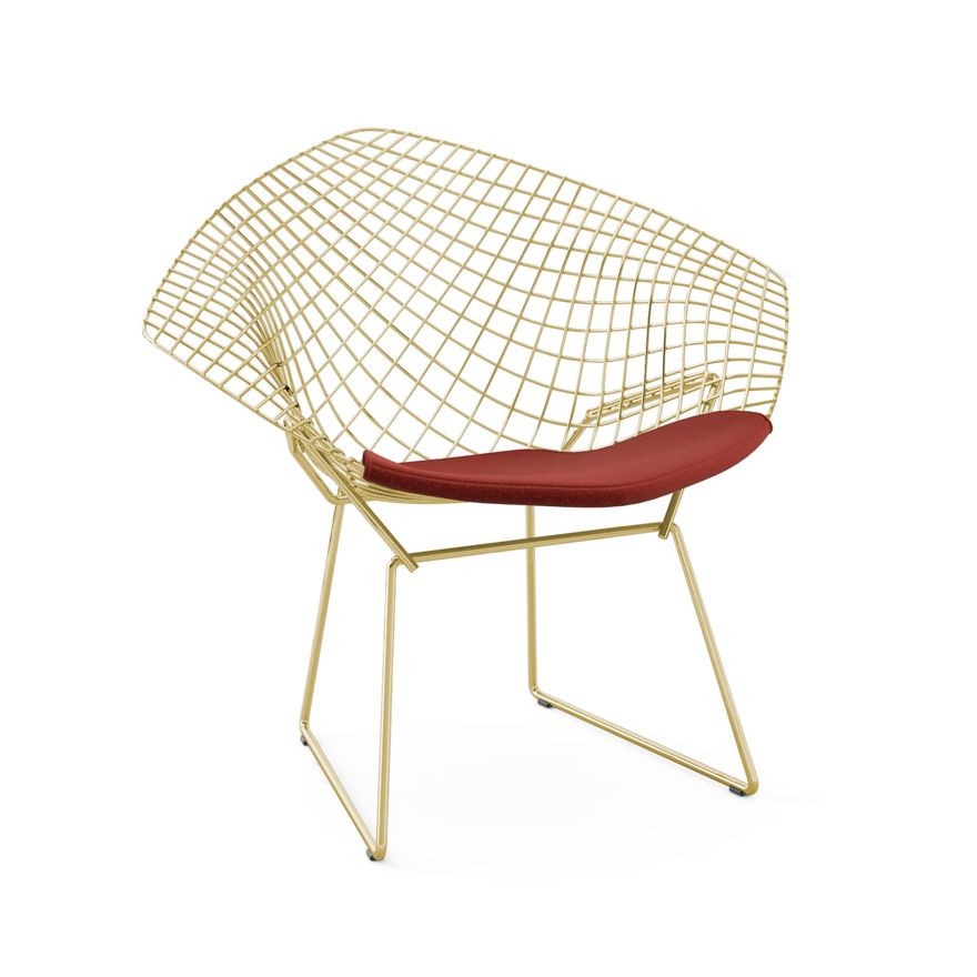 Knoll Bertoia Diamond Chair - Gold - Classic Boucle, Cayenne--4