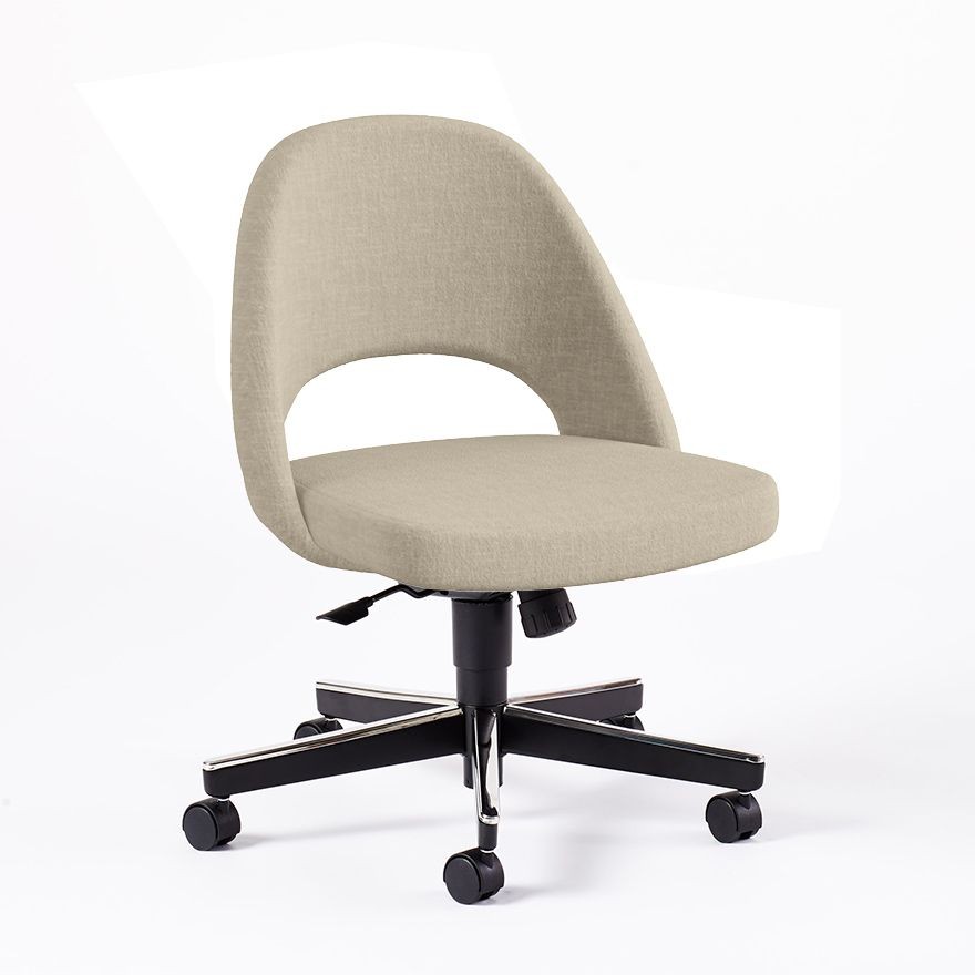 Knoll Saarinen Executive Armless Chair with Swivel Base - Classic Boucle, Neutral--1