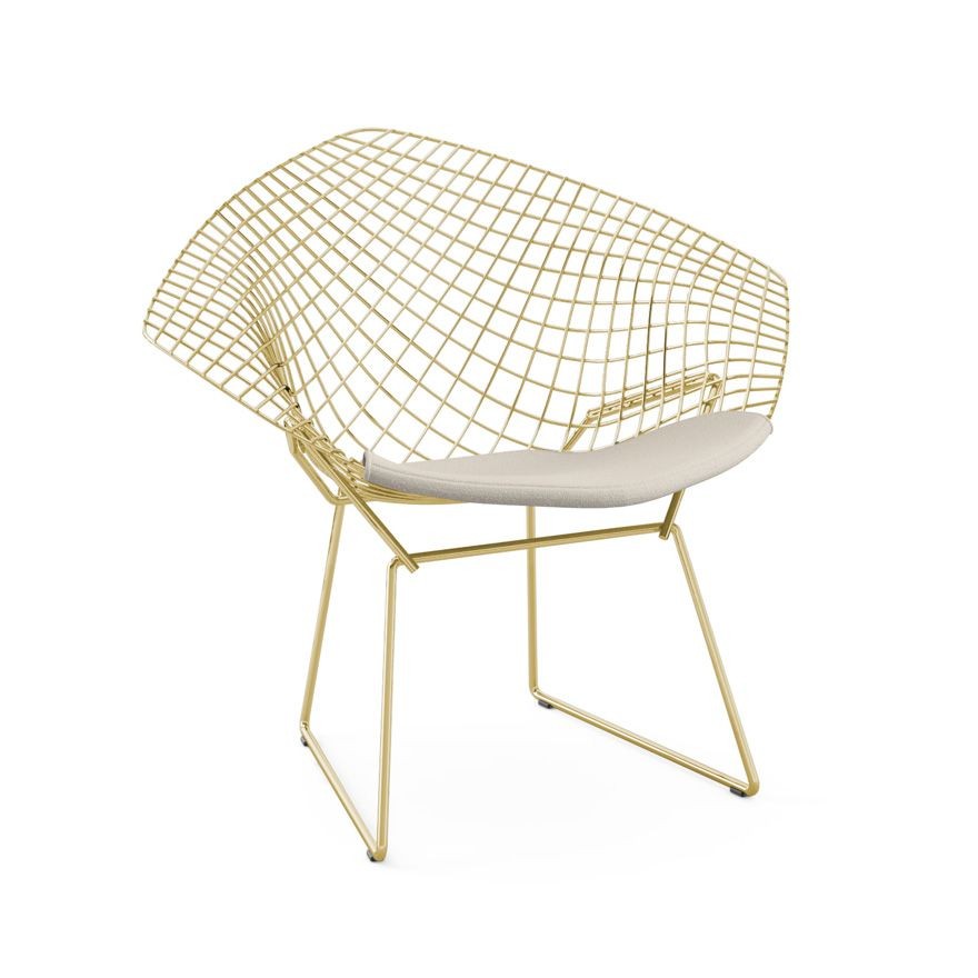 Knoll Bertoia Diamond Chair - Gold - Classic Boucle, Neutral--6