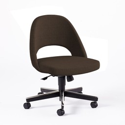 Knoll Saarinen Executive Armless Chair with Swivel Base - Classic Boucle, Pumpernickel--2