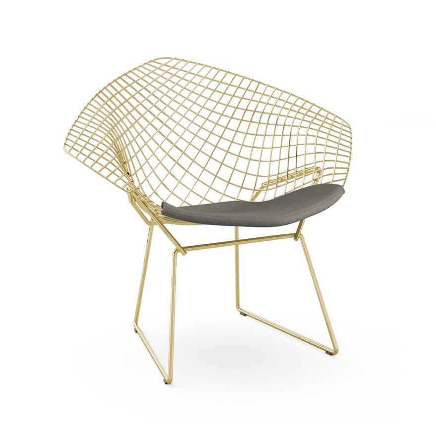 Knoll Bertoia Diamond Chair - Gold - Delite, Cinder--11