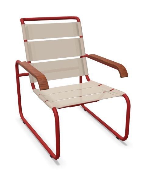 Thonet S 35 N Thonet All Seasons | Freischwinger- ThonetProtect tomatenrot (RAL 3013), Gewebe natur--11