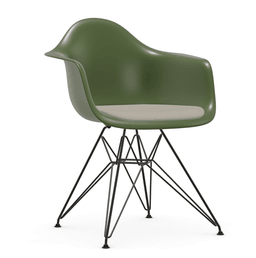 Vitra DAR Eames Plastic Armchair - 48 forest - Sitzpolster "Hopsak" 79 warmgrey/elfenbein--60