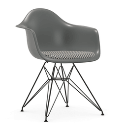 Vitra DAR Eames Plastic Armchair - 56 granitgrau - Sitzpolster "Checker" 01 black/white - Untergestell 30 basic dark pulverbeschichtet (glatt)--163