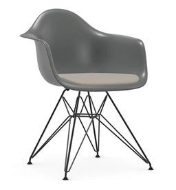 Vitra DAR Eames Plastic Armchair - 56 granitgrau - Sitzpolster "Hopsak" 79 warmgrey/elfenbein - Untergestell 30 basic dark pulverbeschichtet (glatt)--161