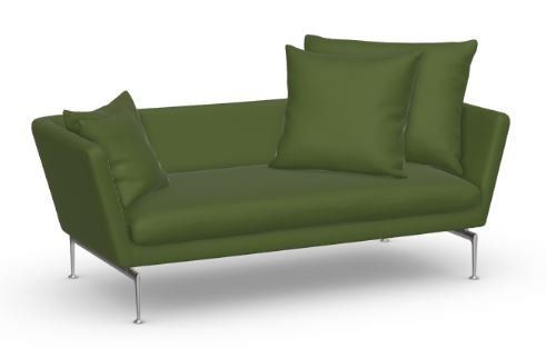 VITRA SUITA 2-SEATER, SPITZKISSEN- 09 GRÜN UNTERGESTELL POLIERT --2