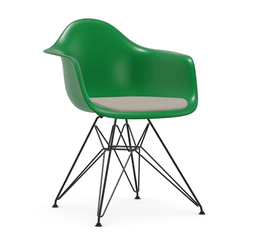 Vitra DAR Eames Plastic Armchair - 42 grün - Sitzpolster "Hopsak" 79 warmgrey/elfenbein--55