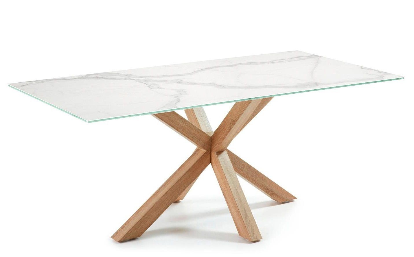Kave Home ARGO - Tisch rechteckig Feinstein 200 x 100 cm-Weiß, Natur--0