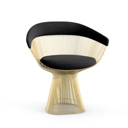 Knoll Platner Arm Chair - Gold - Knoll Velvet, Ebony--29