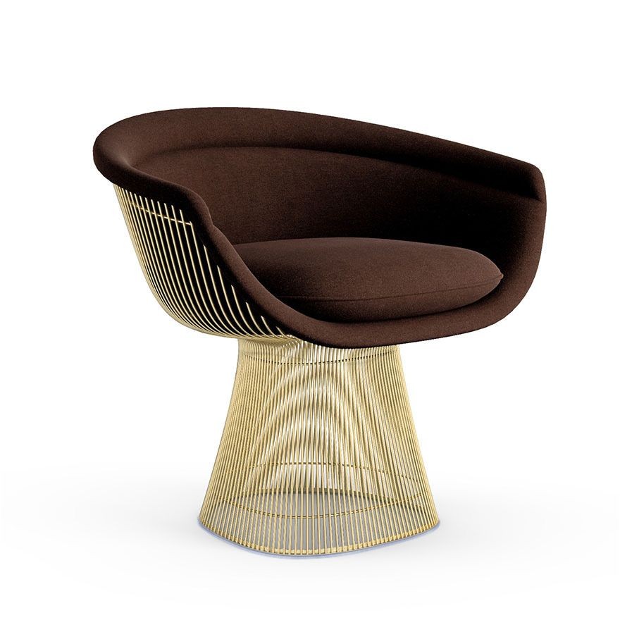 Knoll Platner Lounge Chair - Gold - Knoll Velvet, Espresso--30