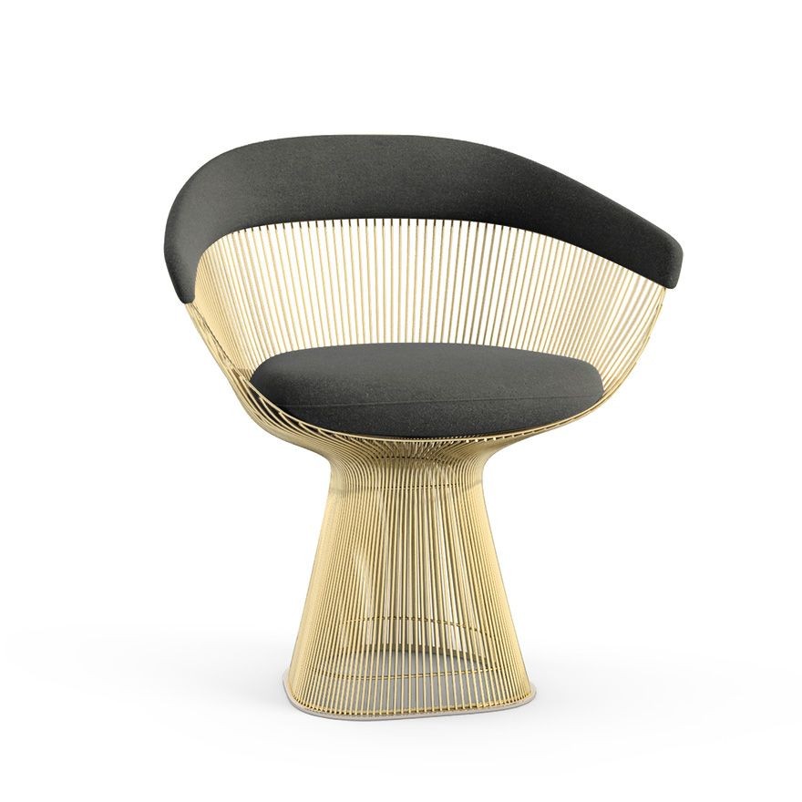 Knoll Platner Arm Chair - Gold - Knoll Velvet, Graphite--33