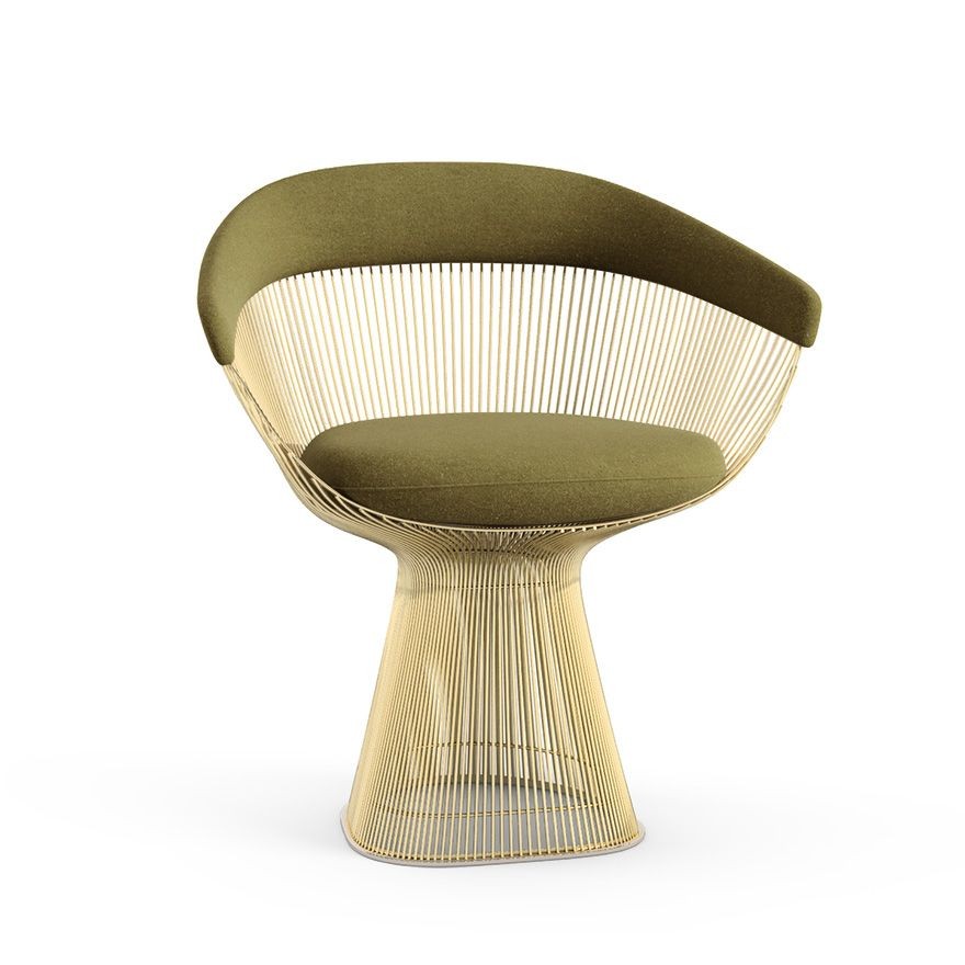 Knoll Platner Arm Chair - Gold - Knoll Velvet, Moss--35