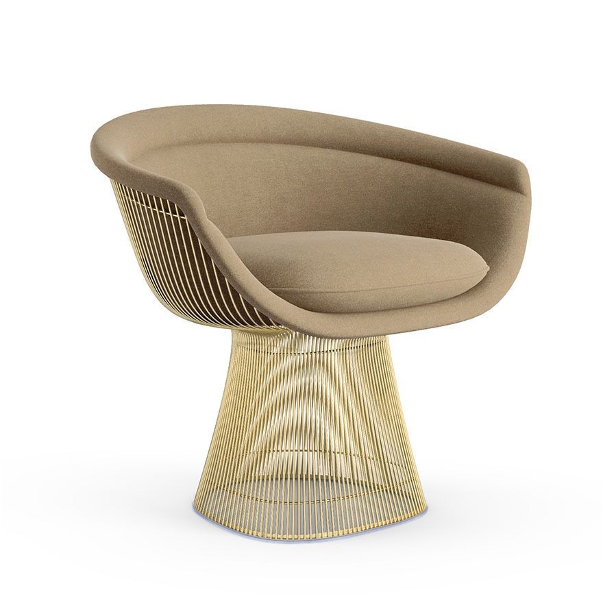 Knoll Platner Lounge Chair - Gold - Knoll Velvet, Sandstone--40