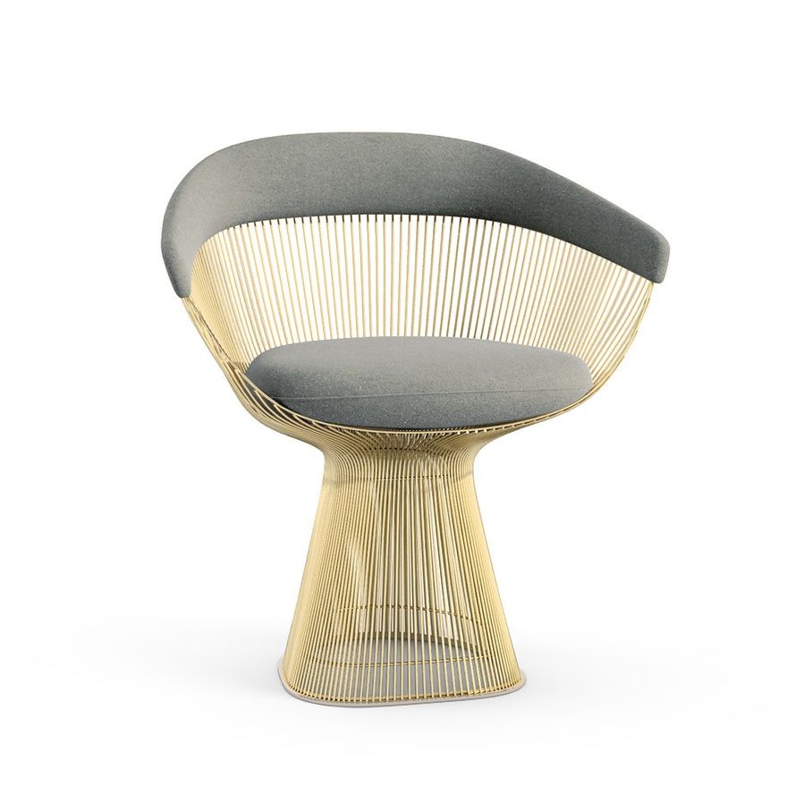 Knoll Platner Arm Chair - Gold - Knoll Velvet, Swan--45