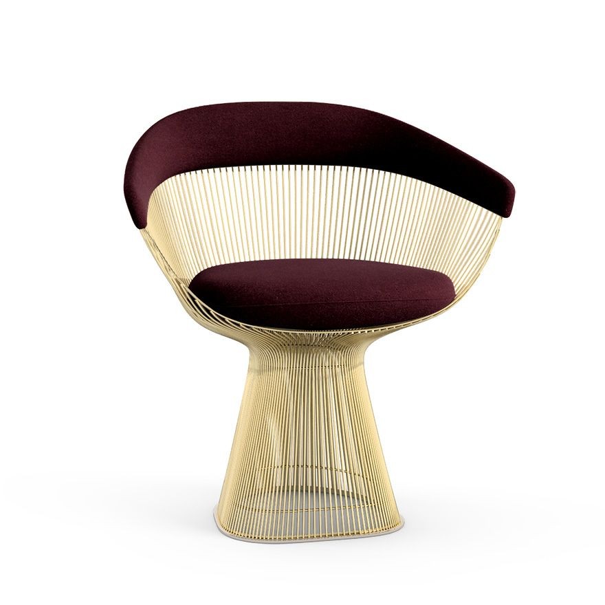 Knoll Platner Arm Chair - Gold - Knoll Velvet, Wine--46