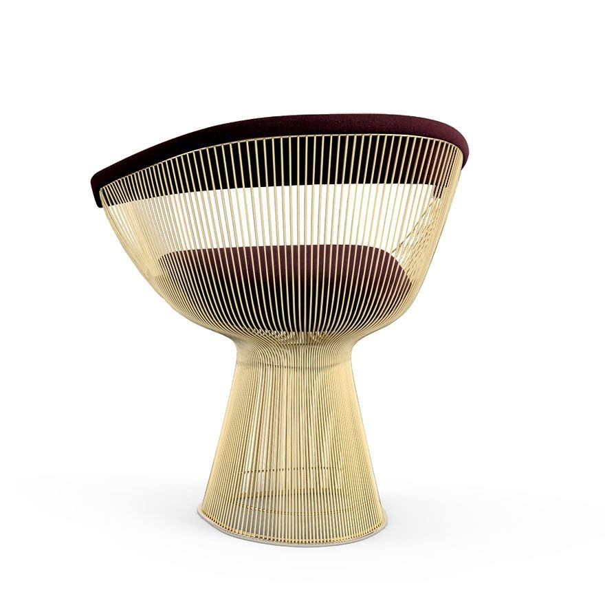 Knoll Platner Arm Chair - Gold - Knoll Velvet, Wine--47