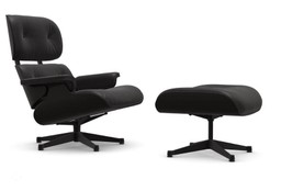 Vitra Lounge Chair & Ottoman Black - Leder Premium 67 asphalt--2