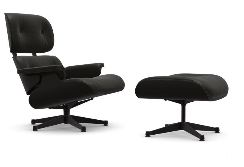 Vitra Lounge Chair & Ottoman Black - Leder Premium 68 chocolate--3
