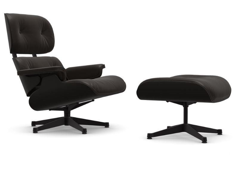 Vitra Lounge Chair & Ottoman Black - Leder Premium F 68 chocolate--4