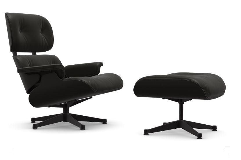 Vitra Lounge Chair & Ottoman Black - Leder Premium 66 nero--1