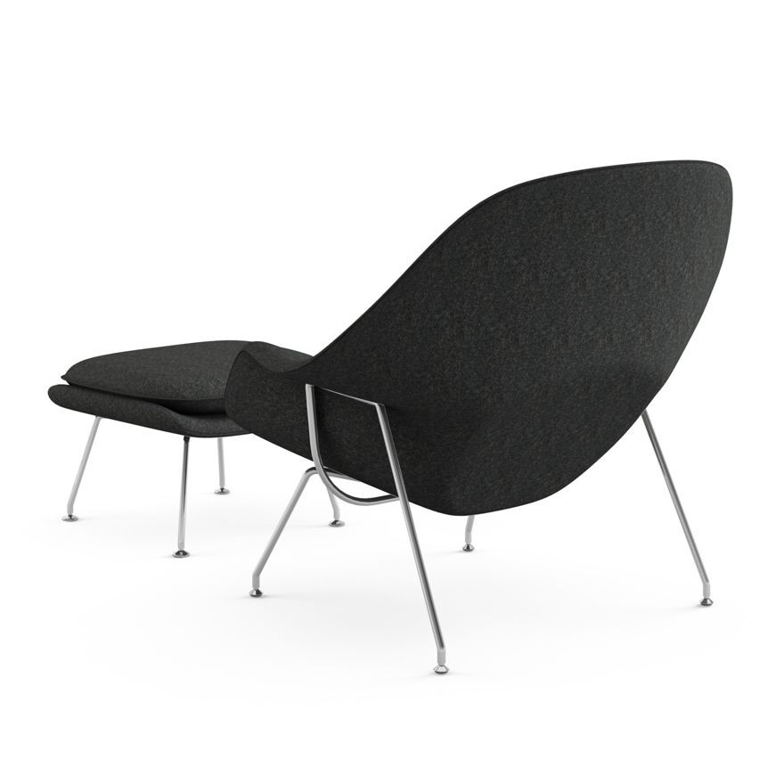 Knoll Womb Chair and Ottoman - Melange, Onyx--18