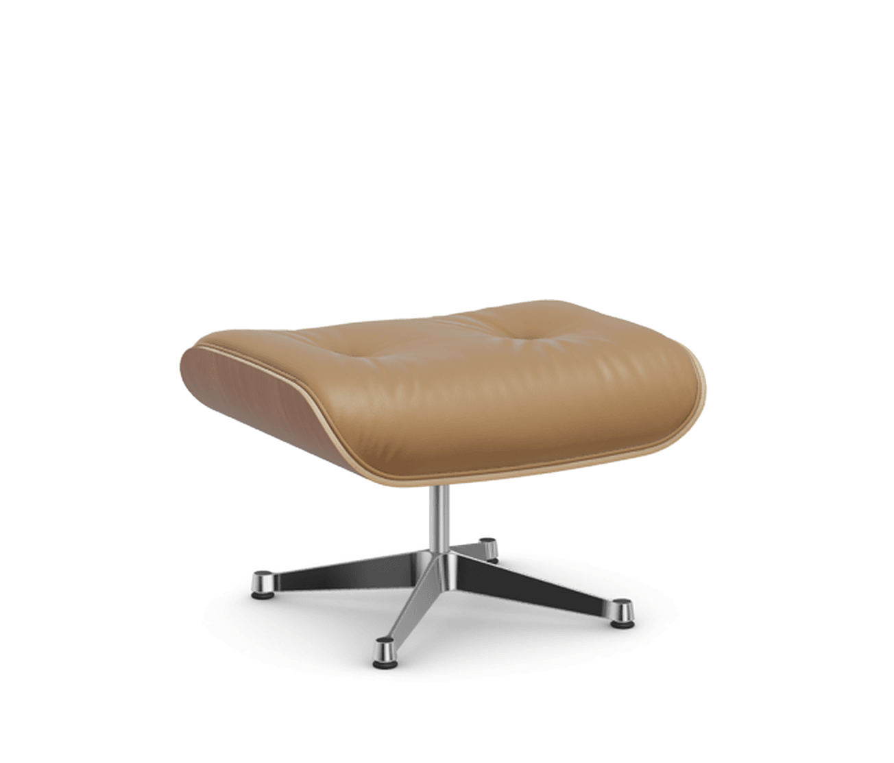 Vitra Lounge Chair Ottoman - 24 Amerikanischer Kirschbaum - Leder natural F 01 caramel -  03 Aluminium poliert --16