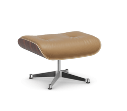Vitra Lounge Chair Ottoman - 05 Santos Palisander - Leder natural F 01 caramel -  03 Aluminium poliert--56