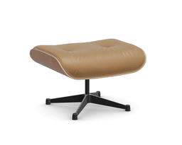 Vitra Lounge Chair Ottoman - 24 Amerikanischer Kirschbaum - Leder natural F 01 caramel -  03/12 Aluminium poliert/tiefschwarz--20