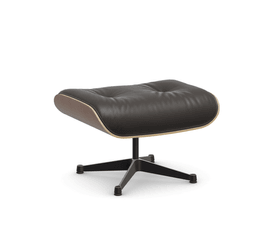 Vitra Lounge Chair Ottoman - 45 Nussbaum schwarz pigmentiert - Leder natural F 68 chocolate -  03/12 Aluminium poliert/tiefschwarz--41